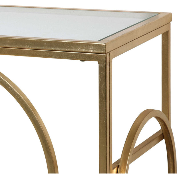 Uttermost Metria Glass Top With Antiqued Gold Iron Contemporary Console Table