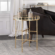 Uttermost Tilly Mirrored Tray Top With Gold Leaf Base Contemporary Accent Table