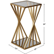 Uttermost Janina Mirrored Top With Gold Leaf Base Modern Accent Table