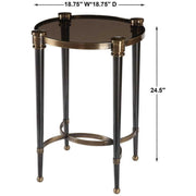 Uttermost Thora Smoked Glass Top With Black & Brass Base Accent Table