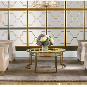 Uttermost Rhea Glass Tops With Antiqued Gold Iron Bases Set of 2 Modern Round Nesting Coffee Tables