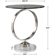 Uttermost Dixon Glass Top Brushed Nickel Contemporary Round Side Table