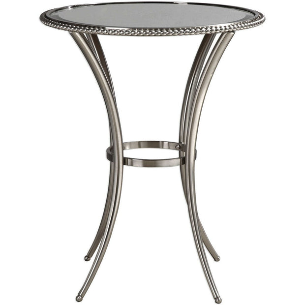 Uttermost Sherise Glass Top With Brushed Nickel Round Accent Table
