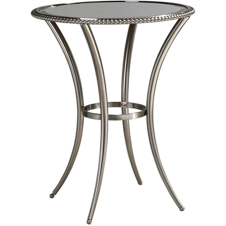 Uttermost Sherise Glass Top With Brushed Nickel Round Accent Table