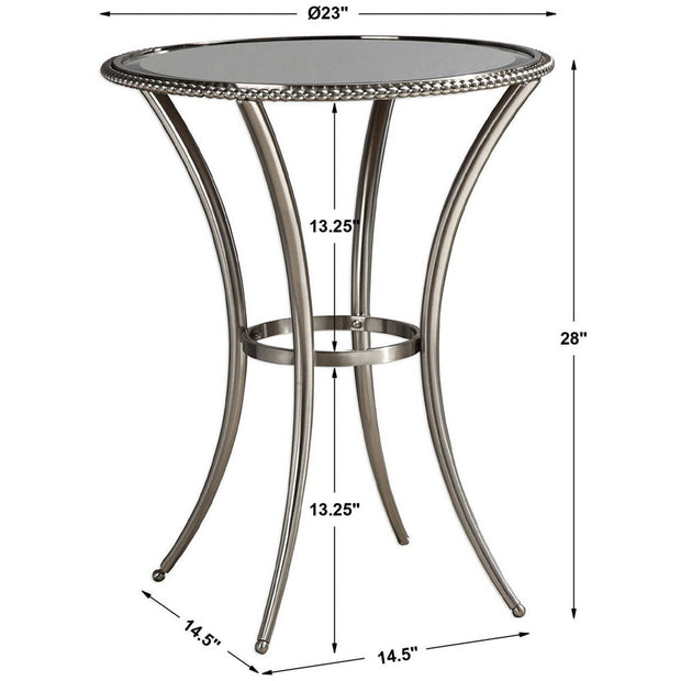 Uttermost Sherise Glass Top With Brushed Nickel Round Accent Table