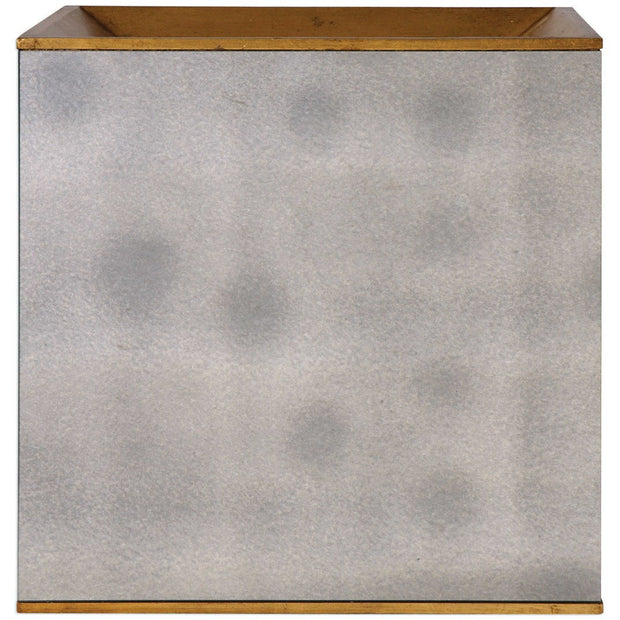 Uttermost Flair Antiqued Mirror With Gold Leaf Modern Cube Table