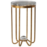 Uttermost Allura Glass Top With Antiqued Gold Leaf Iron Round Accent Table