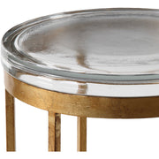 Uttermost Allura Glass Top With Antiqued Gold Leaf Iron Round Accent Table