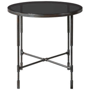 Uttermost Vande Smoked Glass Top With Aged Iron Base Industrial Modern Side Table