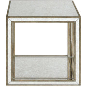 Uttermost Julie Antiqued Mirror With Burnished Antique Gold Birch Wood Accent Table