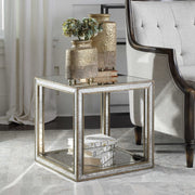 Uttermost Julie Antiqued Mirror With Burnished Antique Gold Birch Wood Accent Table
