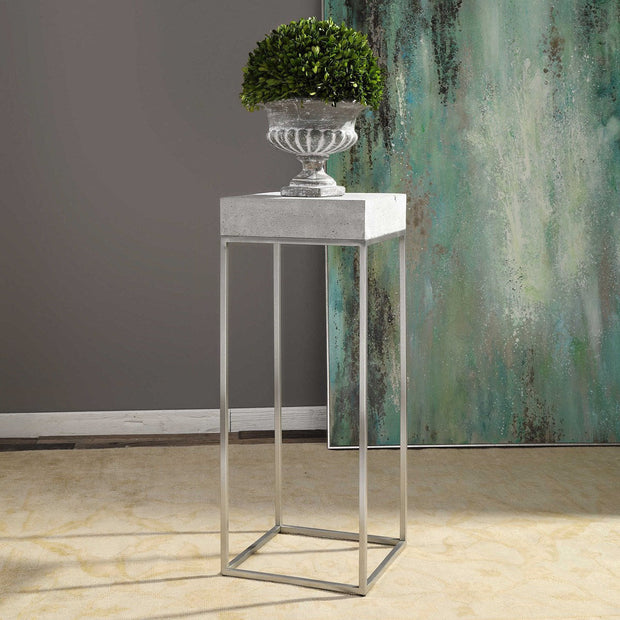Uttermost Jude Concrete Top With Stainless Steel Modern Plant Stand