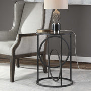 Uttermost Lucien Glass Top With Aged Black Iron Base Modern Accent Table