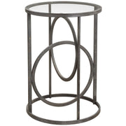 Uttermost Lucien Glass Top With Aged Black Iron Base Modern Accent Table