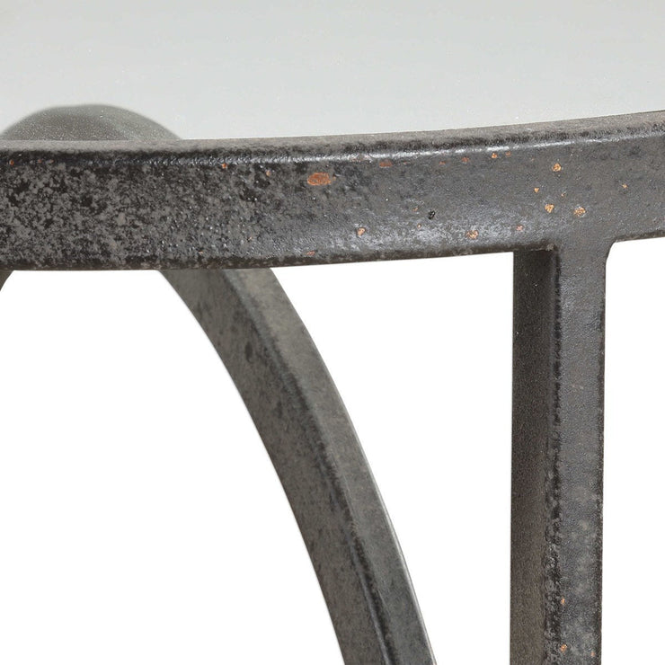 Uttermost Lucien Glass Top With Aged Black Iron Base Modern Accent Table
