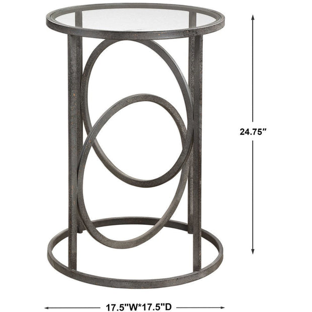 Uttermost Lucien Glass Top With Aged Black Iron Base Modern Accent Table