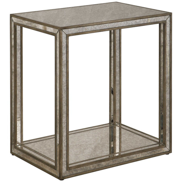 Uttermost Julie Antiqued Mirror With Burnished Antique Gold Birch Wood End Table