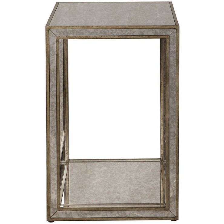 Uttermost Julie Antiqued Mirror With Burnished Antique Gold Birch Wood End Table