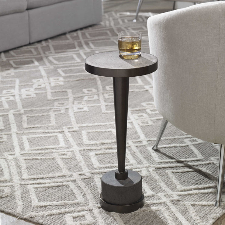 Uttermost Masika Natural Gray Concrete With Bronze Steel Drink Table
