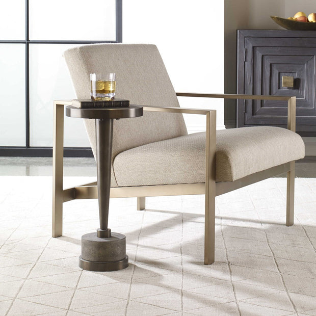 Uttermost Masika Natural Gray Concrete With Bronze Steel Drink Table