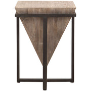 Uttermost Bertrand Gray Wash Aged Fir Wood With Aged Black Iron Base Accent Table