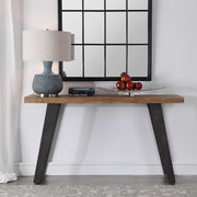 Uttermost Freddy Weathered Fir Wood With Industrial Aged Black Metal Console Table