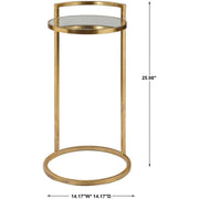 Uttermost Cailin Mirrored Top With Gold Leaf Iron Base Round Accent Table