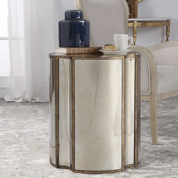 Uttermost Harlow Antiqued Mirror and Brass Accent Table