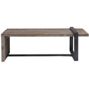 Uttermost Genero Weathered Gray Wash Wood With Aged Iron Rustic Modern Coffee Table