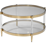 Uttermost Kellen Glass Too With Acrylic and Gold Base Round Coffee Table