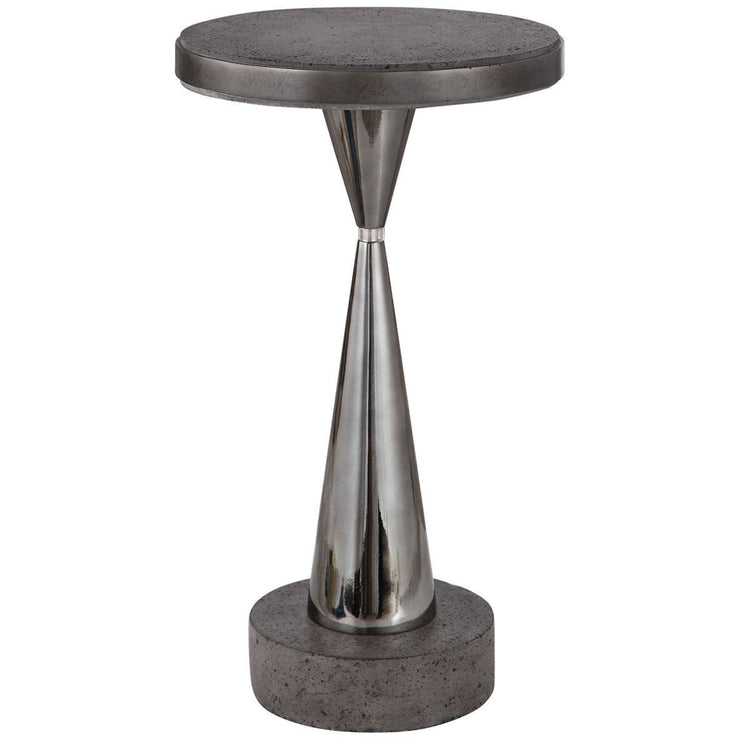 Uttermost Simons Aged Concrete Top With Black Nickel Base Modern Drink Table