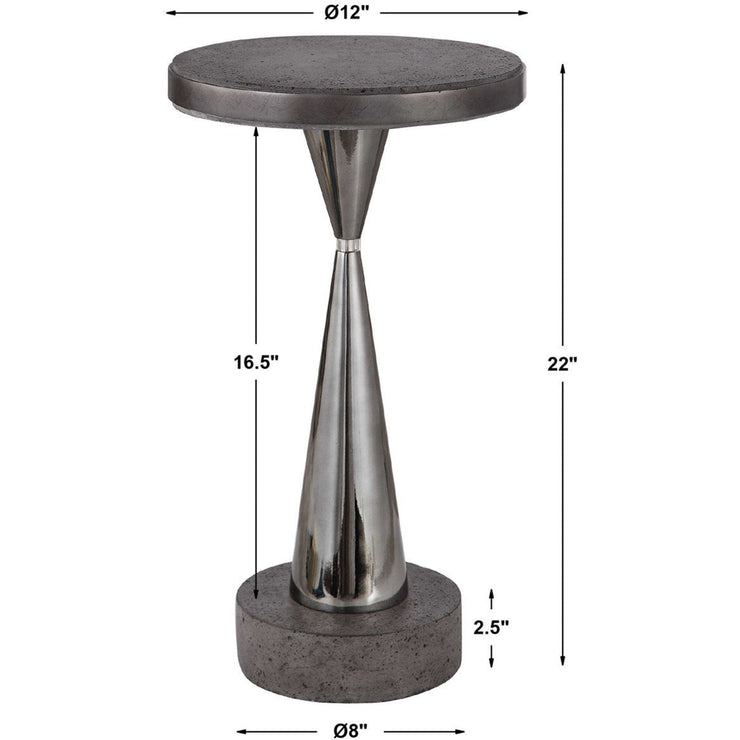 Uttermost Simons Aged Concrete Top With Black Nickel Base Modern Drink Table