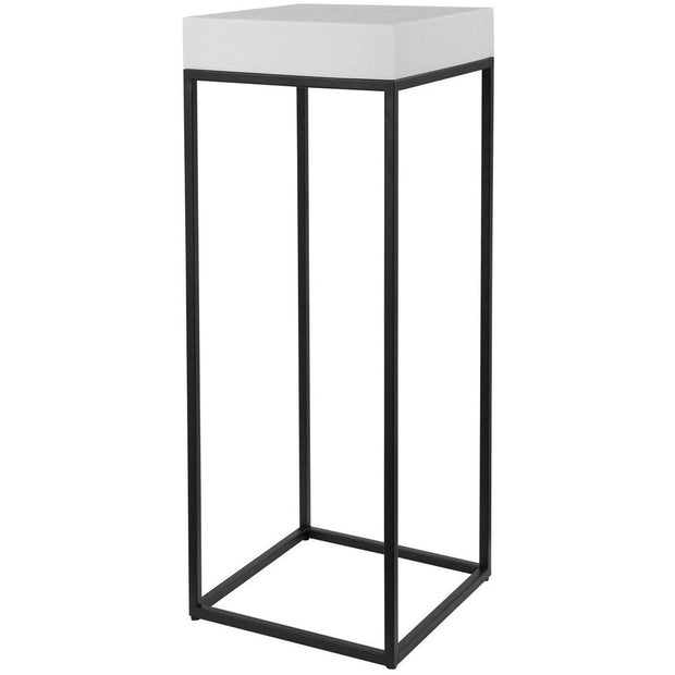 Uttermost Gambia White Top With Aged Black Metal Modern Square Plant Stand