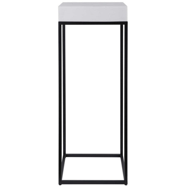 Uttermost Gambia White Top With Aged Black Metal Modern Square Plant Stand