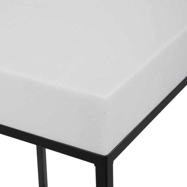 Uttermost Gambia White Top With Aged Black Metal Modern Square Plant Stand