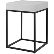 Uttermost Gambia White Top With Aged Black Metal Modern Square Accent Table