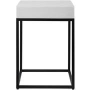 Uttermost Gambia White Top With Aged Black Metal Modern Square Accent Table