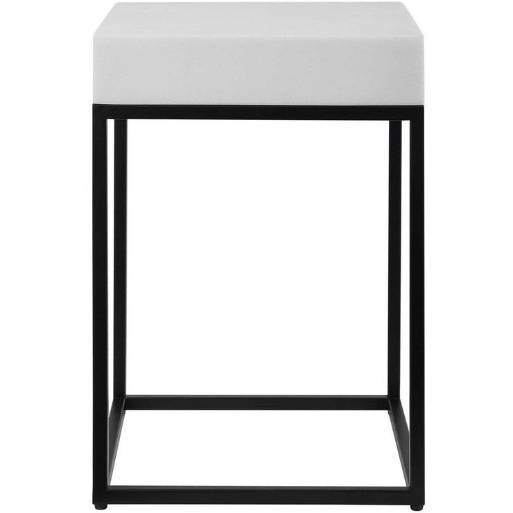 Uttermost Gambia White Top With Aged Black Metal Modern Square Accent Table