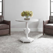 Uttermost Kabarda Glossy White Wood Round Accent Table