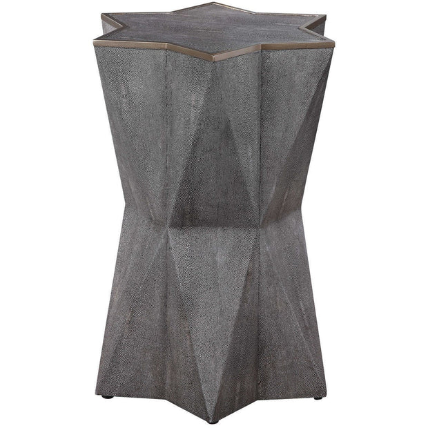 Uttermost Capella Charcoal Gray Faux Shagreen Wrap Modern Accent Table
