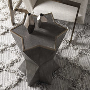 Uttermost Capella Charcoal Gray Faux Shagreen Wrap Modern Accent Table