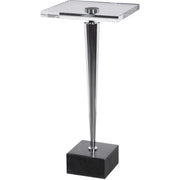 Uttermost Campeiro Crystal Top With Polished Nickel and Black Marble Modern Accent Drink Table