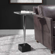 Uttermost Campeiro Crystal Top With Polished Nickel and Black Marble Modern Accent Drink Table