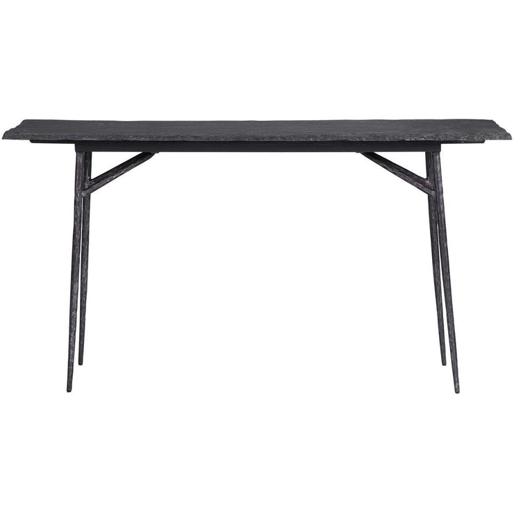 Uttermost Kaduna Textured Black Slate Top With Aged Black Iron Rustic Modern Console Table