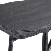 Uttermost Kaduna Textured Black Slate Top With Aged Black Iron Rustic Modern Console Table