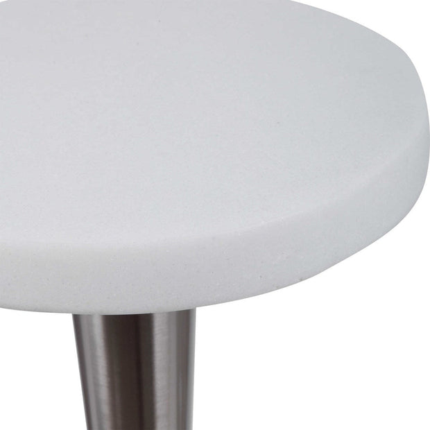 Uttermost Masika White Marble Top With Brushed Nickel Modern Drink Table