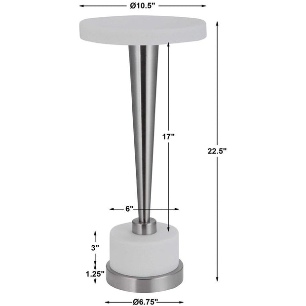 Uttermost Masika White Marble Top With Brushed Nickel Modern Drink Table