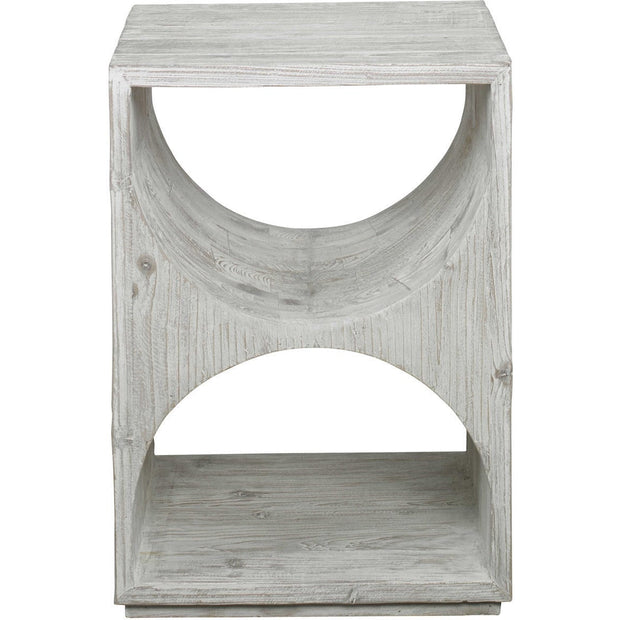 Uttermost Hans Distressed Ivory Fir Wood Scandinavian Style Side Table