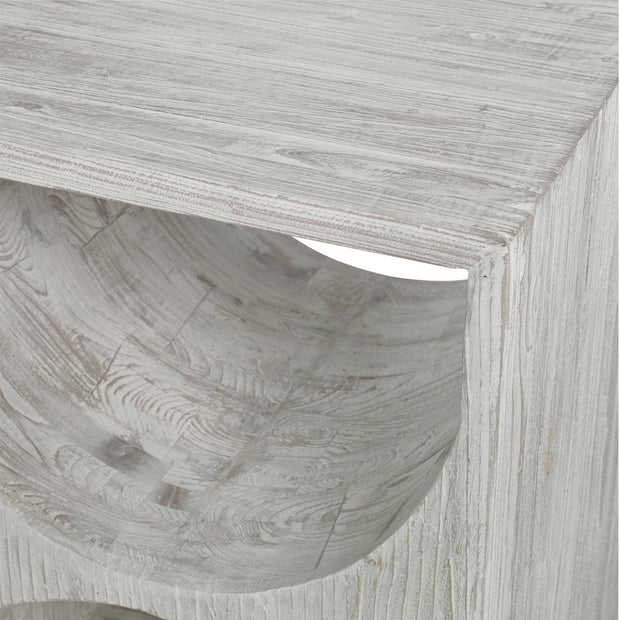 Uttermost Hans Distressed Ivory Fir Wood Scandinavian Style Side Table