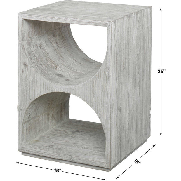 Uttermost Hans Distressed Ivory Fir Wood Scandinavian Style Side Table
